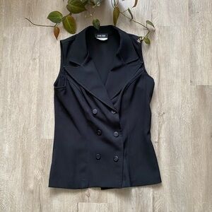 Vintage 90’s Black Button Waist Coast Vest Top